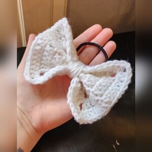 White Crochet Hair Bow